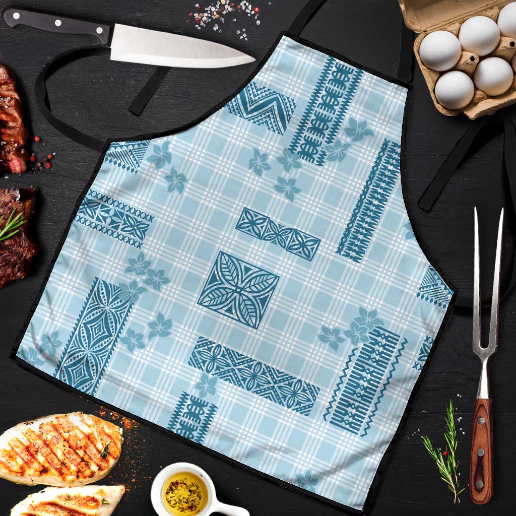 Hawaiian Quilt Tapa On Cold Blue Palaka Motifs Apron