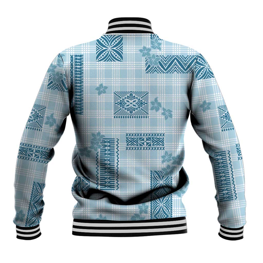 Hawaiian Quilt Tapa On Cold Blue Palaka Motifs Baseball Jacket