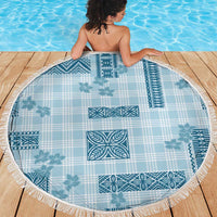 Hawaiian Quilt Tapa On Cold Blue Palaka Motifs Beach Blanket LT7 - Polynesian Pride