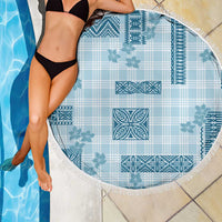 Hawaiian Quilt Tapa On Cold Blue Palaka Motifs Beach Blanket LT7 - Polynesian Pride