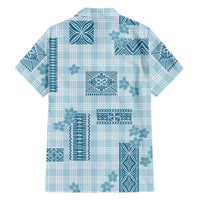Hawaiian Quilt Tapa On Cold Blue Palaka Motifs Family Matching Mermaid Dress and Hawaiian Shirt LT7 - Polynesian Pride