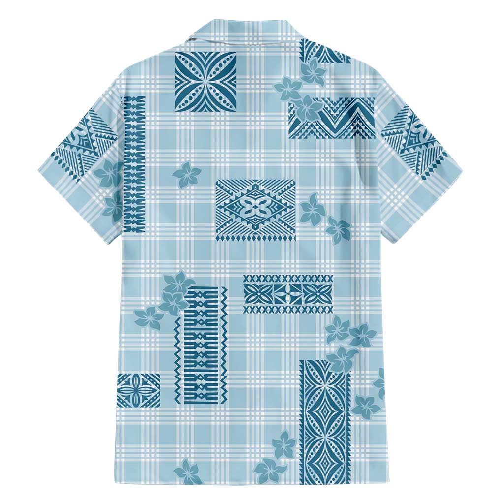 Hawaiian Quilt Tapa On Cold Blue Palaka Motifs Family Matching Short Sleeve Bodycon Dress and Hawaiian Shirt LT7 - Polynesian Pride