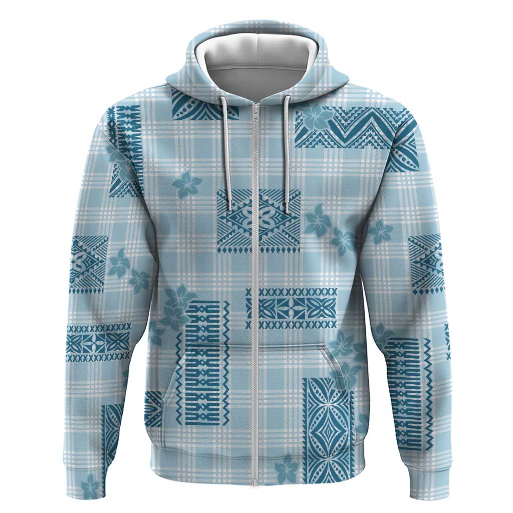 Hawaiian Quilt Tapa On Cold Blue Palaka Motifs Hoodie