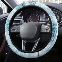 Hawaiian Quilt Tapa On Cold Blue Palaka Motifs Steering Wheel Cover