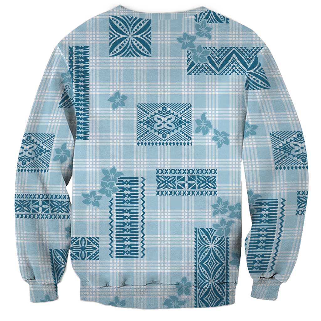 Hawaiian Quilt Tapa On Cold Blue Palaka Motifs Sweatshirt