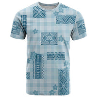 Hawaiian Quilt Tapa On Cold Blue Palaka Motifs T Shirt