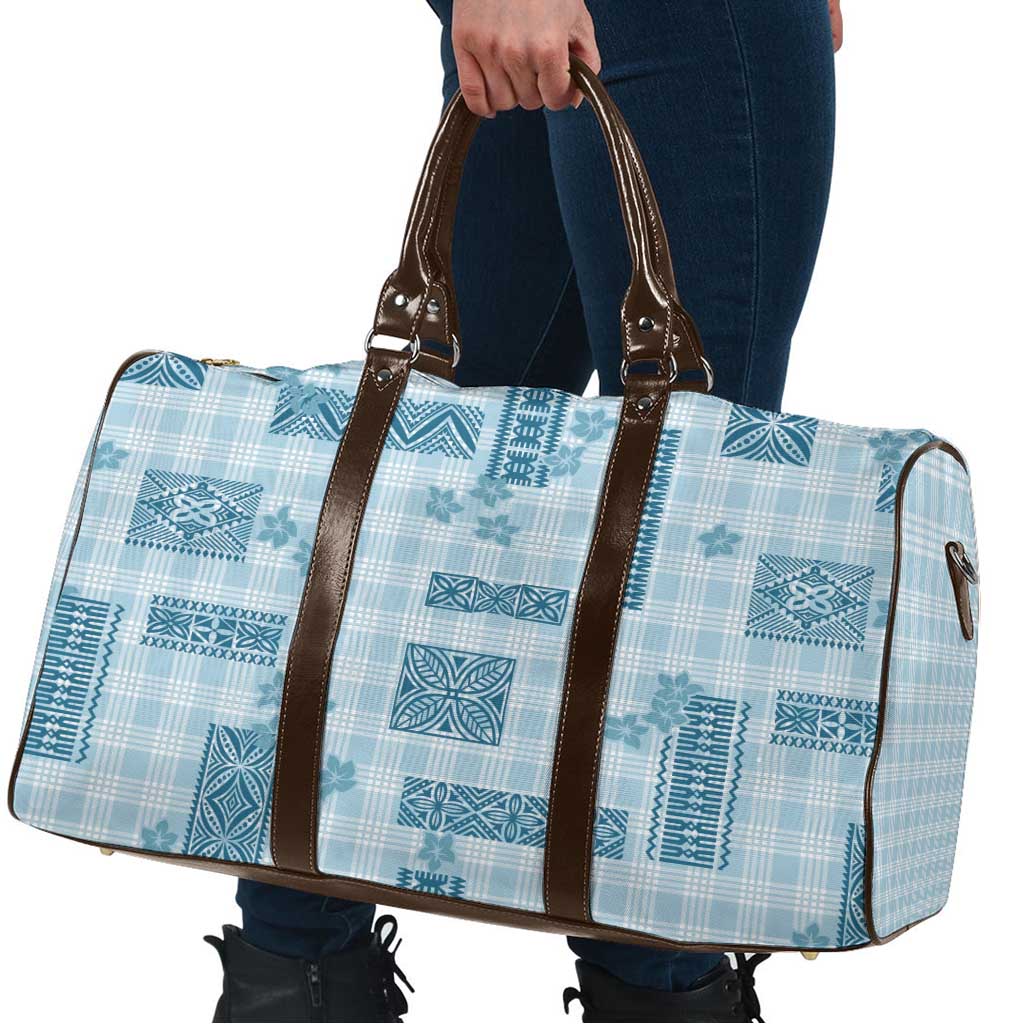 Hawaiian Quilt Tapa On Cold Blue Palaka Motifs Travel Bag