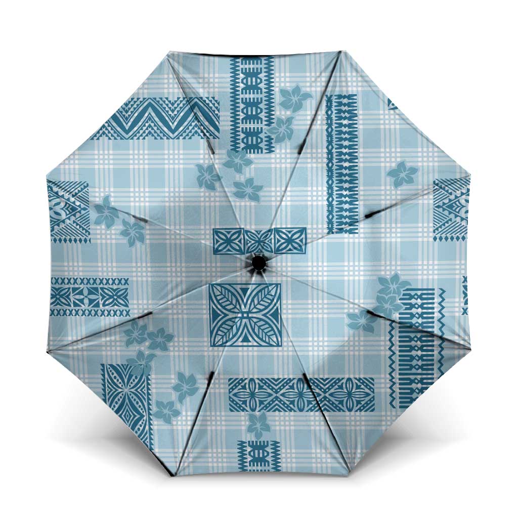 Hawaiian Quilt Tapa On Cold Blue Palaka Motifs Umbrella