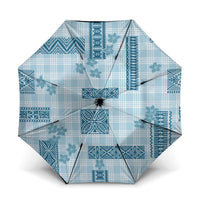 Hawaiian Quilt Tapa On Cold Blue Palaka Motifs Umbrella