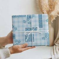 Hawaiian Quilt Tapa On Cold Blue Palaka Motifs Wrapping Paper
