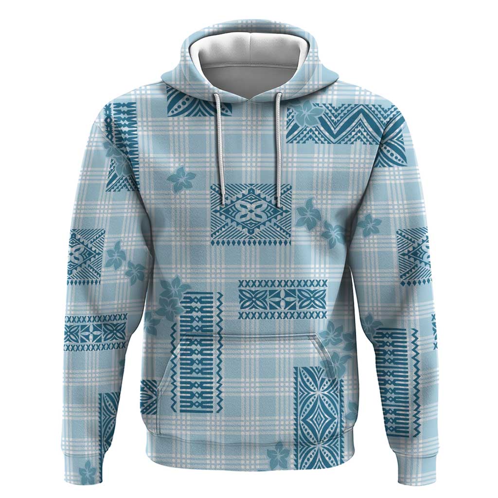 Hawaiian Quilt Tapa On Cold Blue Palaka Motifs Zip Hoodie
