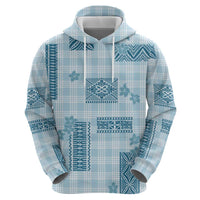 Hawaiian Quilt Tapa On Cold Blue Palaka Motifs Zip Hoodie