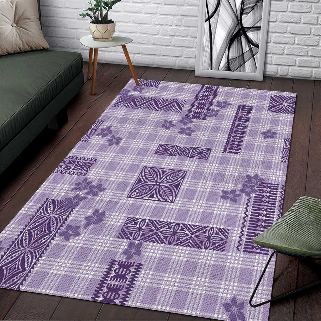 Hawaiian Quilt Tapa On Lilac Palaka Motifs Area Rug