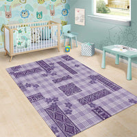 Hawaiian Quilt Tapa On Lilac Palaka Motifs Area Rug