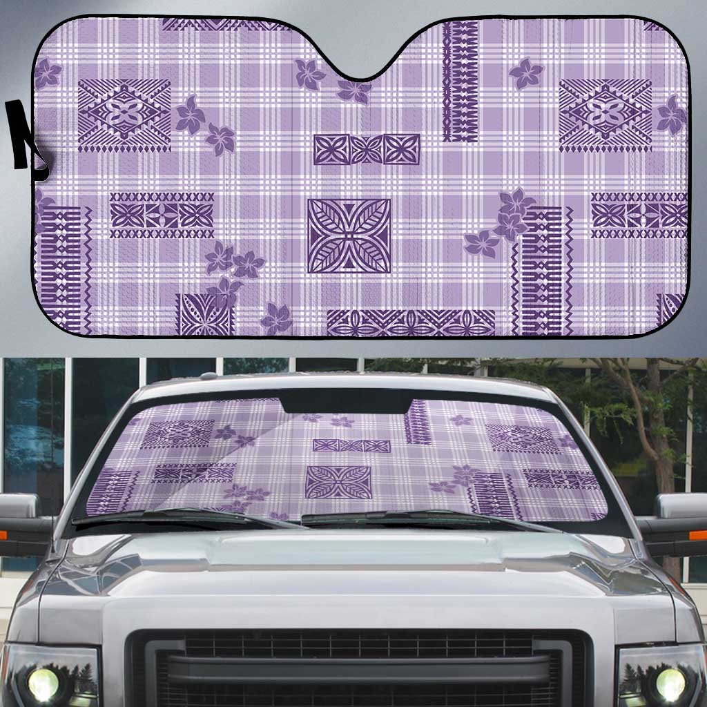 Hawaiian Quilt Tapa On Lilac Palaka Motifs Auto Sun Shade