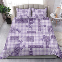 Hawaiian Quilt Tapa On Lilac Palaka Motifs Bedding Set