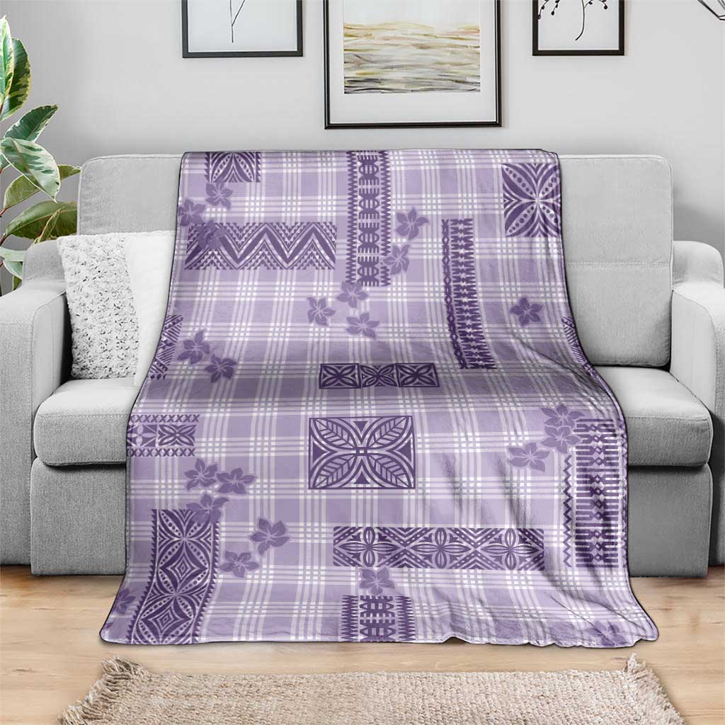 Hawaiian Quilt Tapa On Lilac Palaka Motifs Blanket