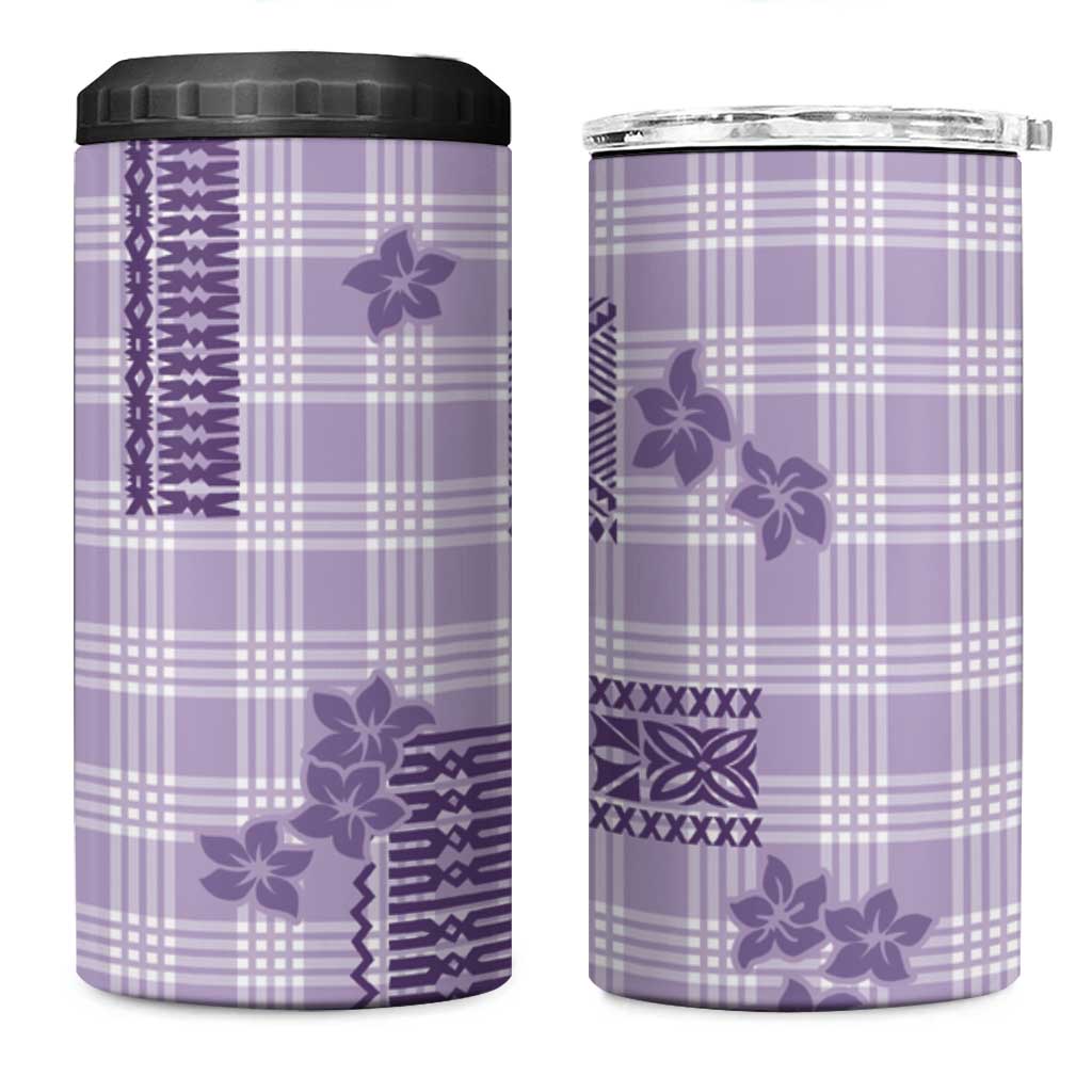 Hawaiian Quilt Tapa On Lilac Palaka Motifs 4 in 1 Can Cooler Tumbler