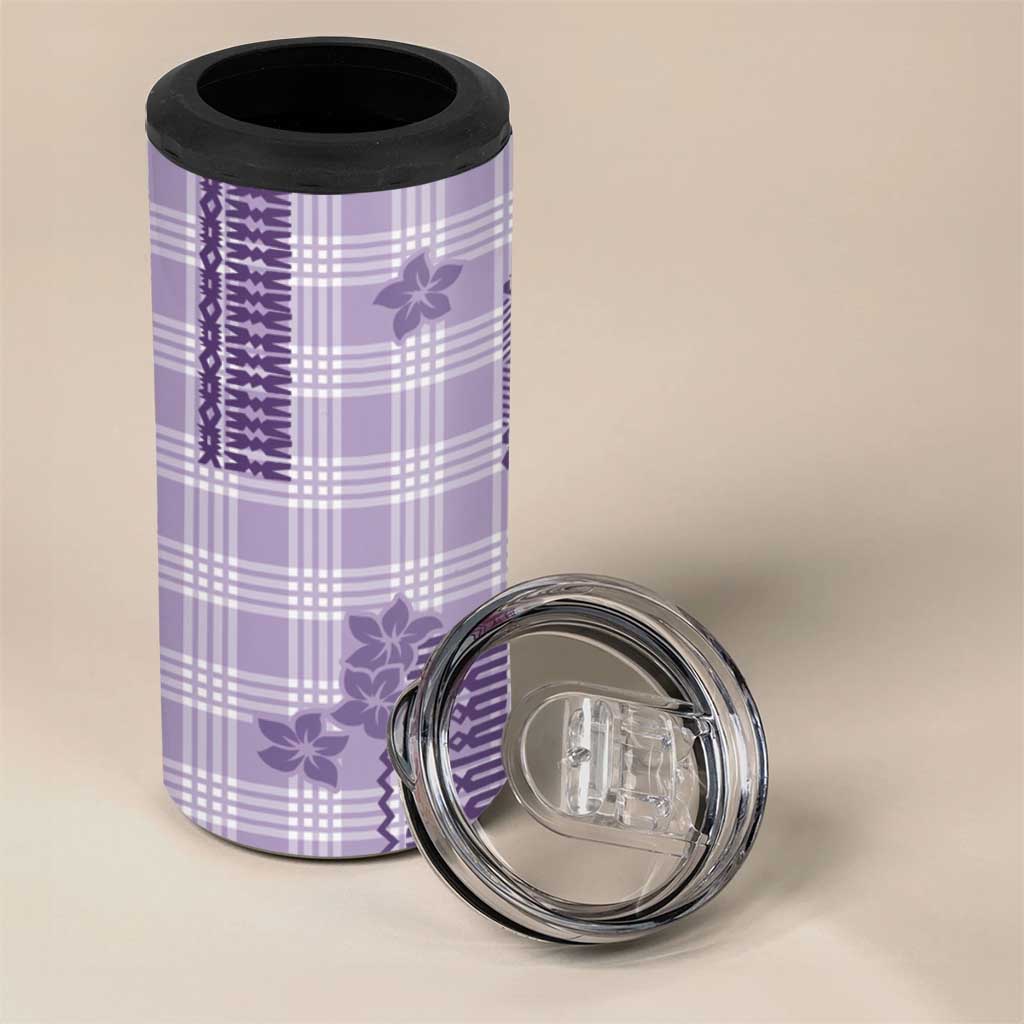 Hawaiian Quilt Tapa On Lilac Palaka Motifs 4 in 1 Can Cooler Tumbler LT7 - Polynesian Pride