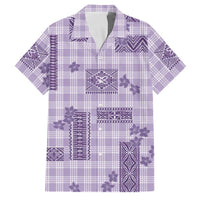 Hawaiian Quilt Tapa On Lilac Palaka Motifs Family Matching Off Shoulder Maxi Dress and Hawaiian Shirt LT7 Dad's Shirt - Short Sleeve Lilac - Polynesian Pride