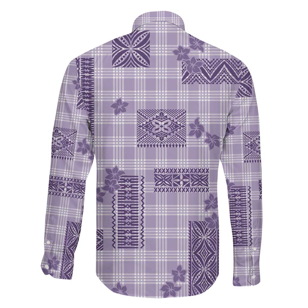 Hawaiian Quilt Tapa On Lilac Palaka Motifs Family Matching Off Shoulder Maxi Dress and Hawaiian Shirt LT7 - Polynesian Pride