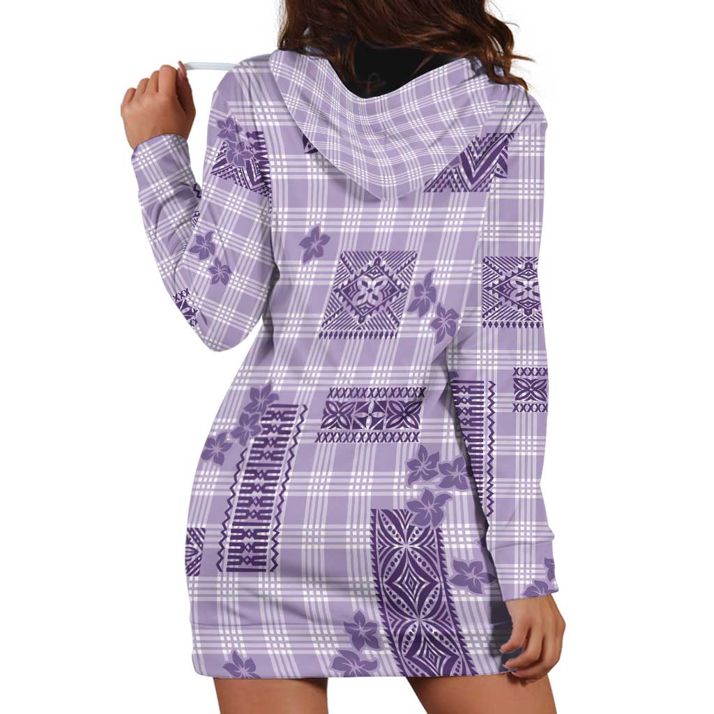 Hawaiian Quilt Tapa On Lilac Palaka Motifs Hoodie Dress LT7 - Polynesian Pride