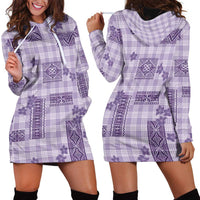 Hawaiian Quilt Tapa On Lilac Palaka Motifs Hoodie Dress LT7 - Polynesian Pride