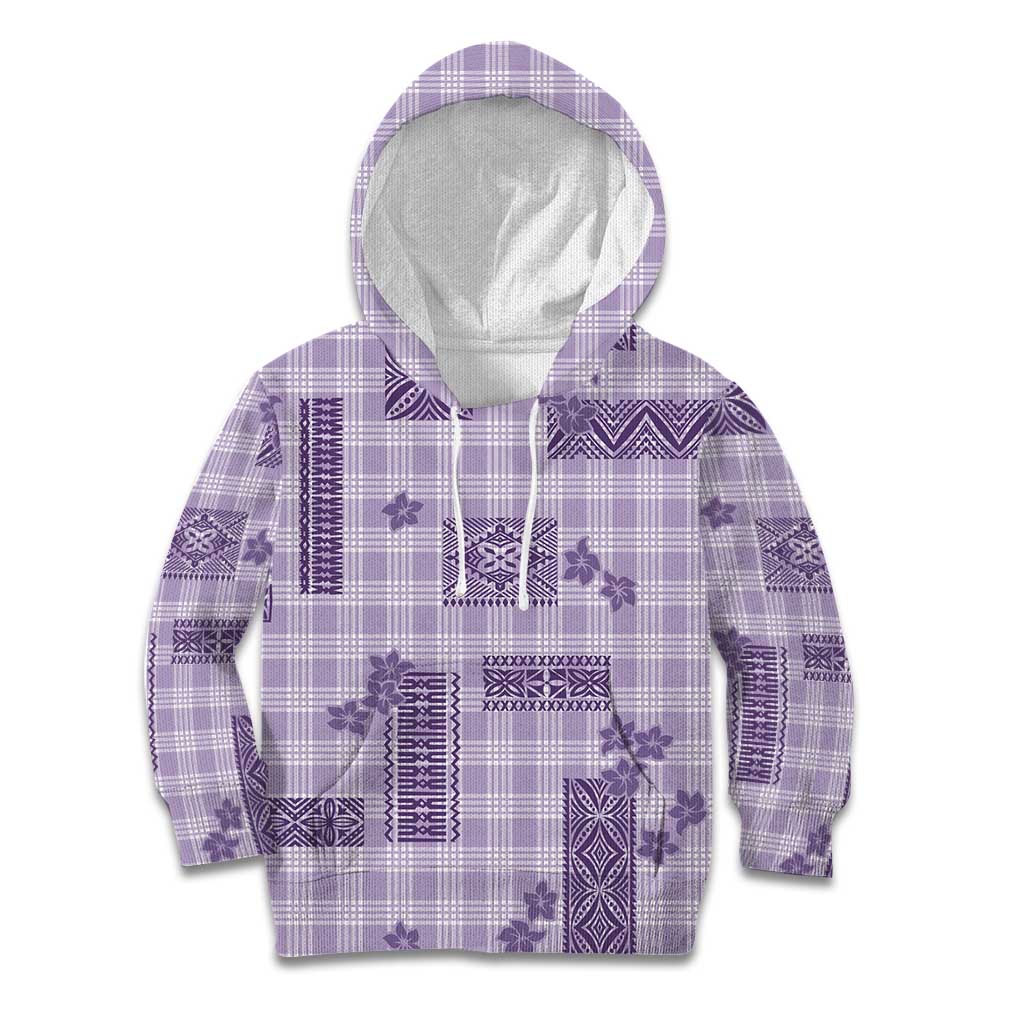 Hawaiian Quilt Tapa On Lilac Palaka Motifs Kid Hoodie LT7 Hoodie Lilac - Polynesian Pride