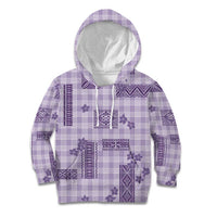Hawaiian Quilt Tapa On Lilac Palaka Motifs Kid Hoodie LT7 Hoodie Lilac - Polynesian Pride
