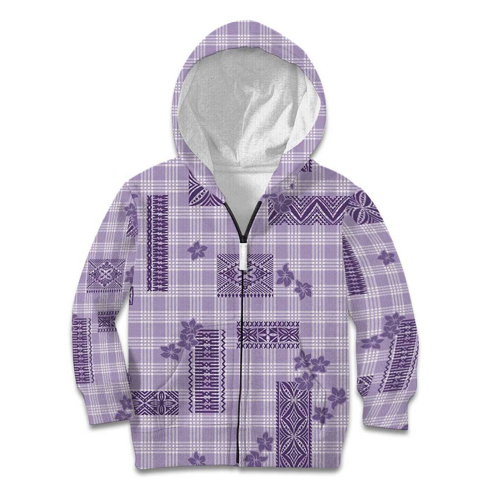 Hawaiian Quilt Tapa On Lilac Palaka Motifs Kid Hoodie LT7 Zip Hoodie Lilac - Polynesian Pride