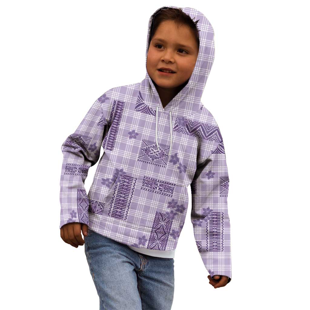 Hawaiian Quilt Tapa On Lilac Palaka Motifs Kid Hoodie LT7 - Polynesian Pride