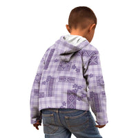 Hawaiian Quilt Tapa On Lilac Palaka Motifs Kid Hoodie LT7 - Polynesian Pride