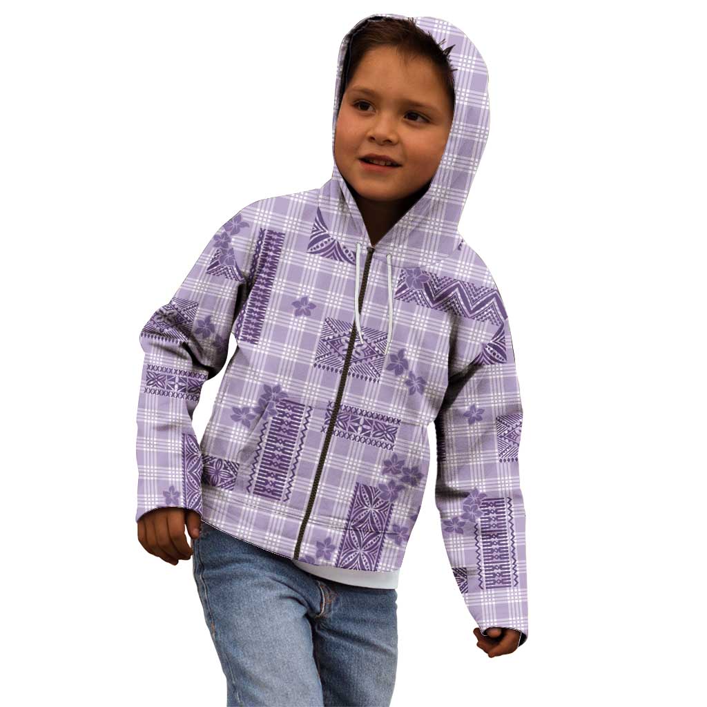 Hawaiian Quilt Tapa On Lilac Palaka Motifs Kid Hoodie LT7 - Polynesian Pride