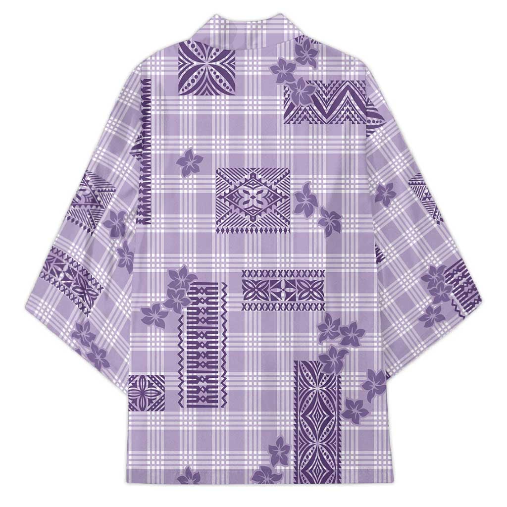 Hawaiian Quilt Tapa On Lilac Palaka Motifs Kimono
