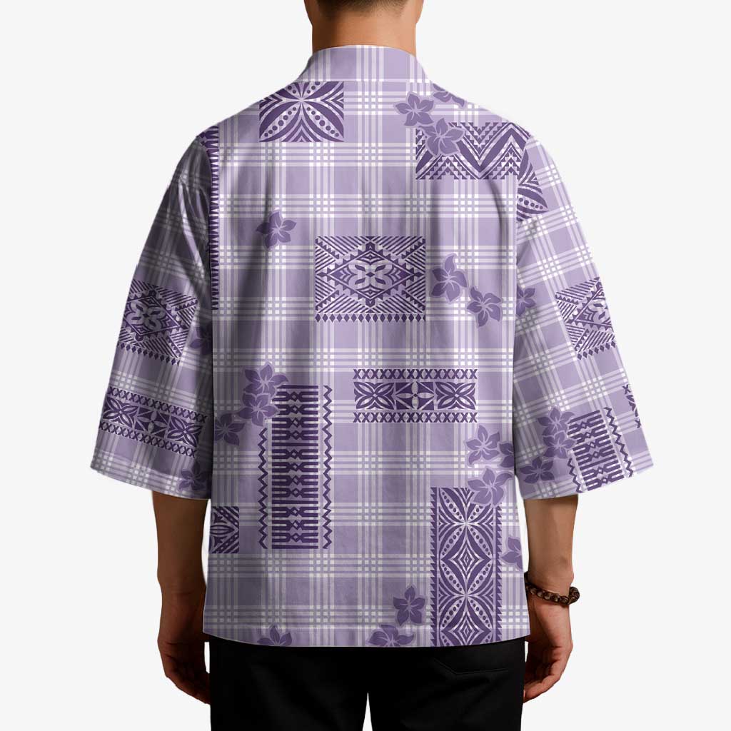 Hawaiian Quilt Tapa On Lilac Palaka Motifs Kimono