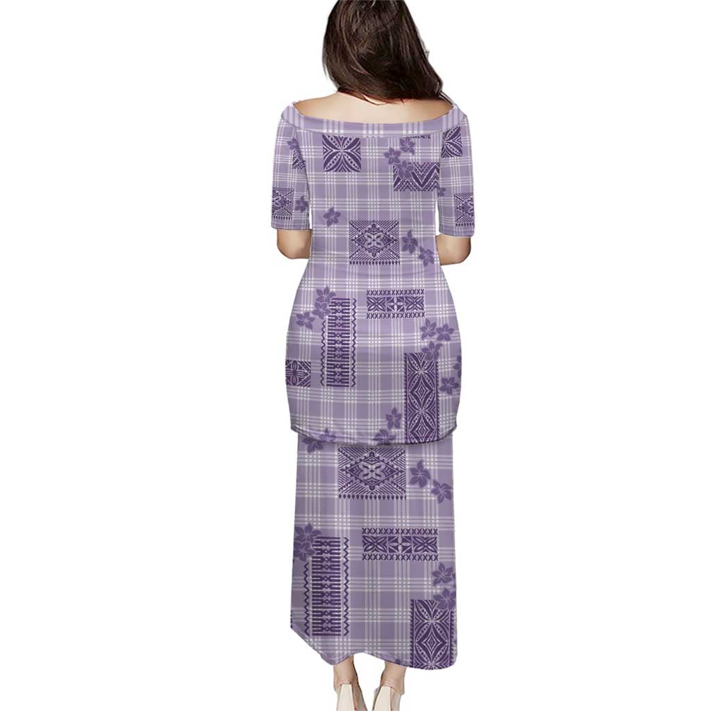 Hawaiian Quilt Tapa On Lilac Palaka Motifs Puletasi LT7 - Polynesian Pride