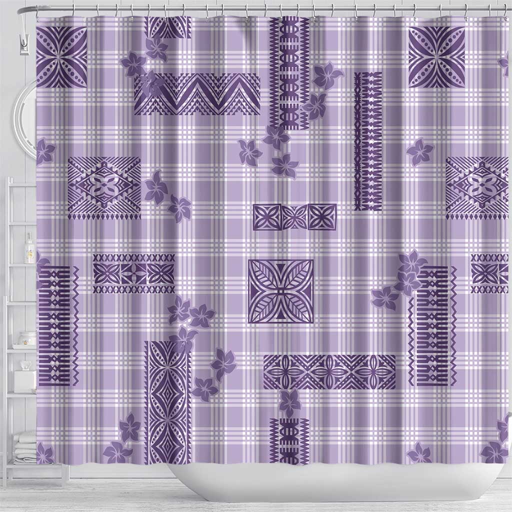 Hawaiian Quilt Tapa On Lilac Palaka Motifs Shower Curtain