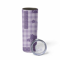 Hawaiian Quilt Tapa On Lilac Palaka Motifs Skinny Tumbler LT7 - Polynesian Pride