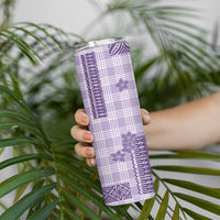 Hawaiian Quilt Tapa On Lilac Palaka Motifs Skinny Tumbler LT7 - Polynesian Pride