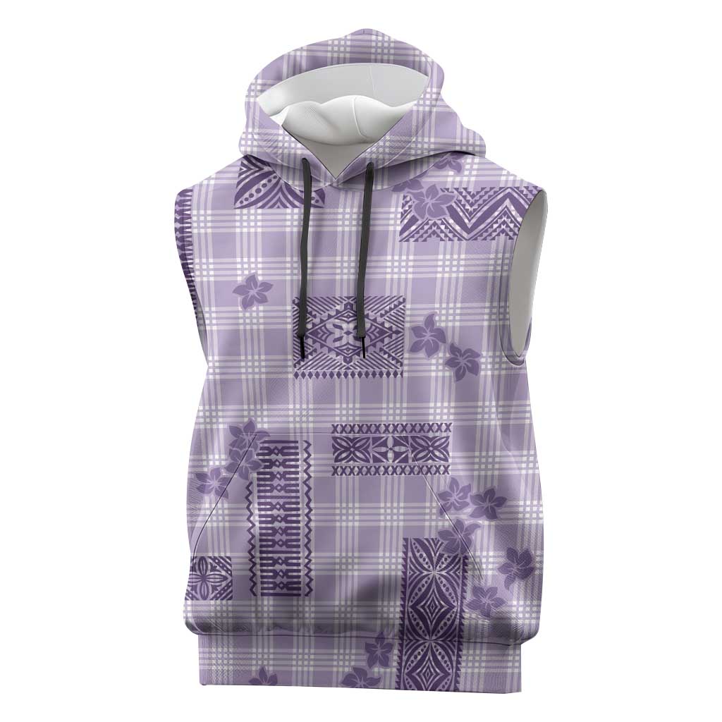 Hawaiian Quilt Tapa On Lilac Palaka Motifs Sleeveless Hoodie