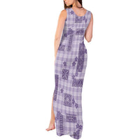 Hawaiian Quilt Tapa On Lilac Palaka Motifs Tank Maxi Dress