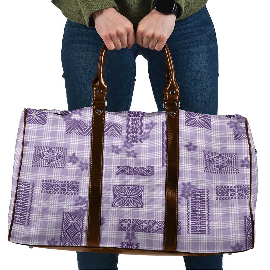 Hawaiian Quilt Tapa On Lilac Palaka Motifs Travel Bag