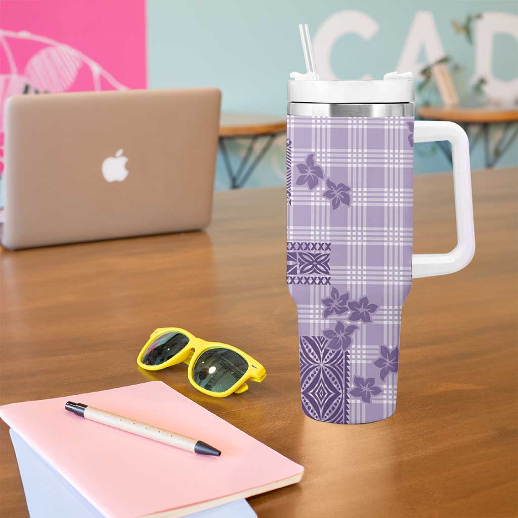 Hawaiian Quilt Tapa On Lilac Palaka Motifs Tumbler With Handle