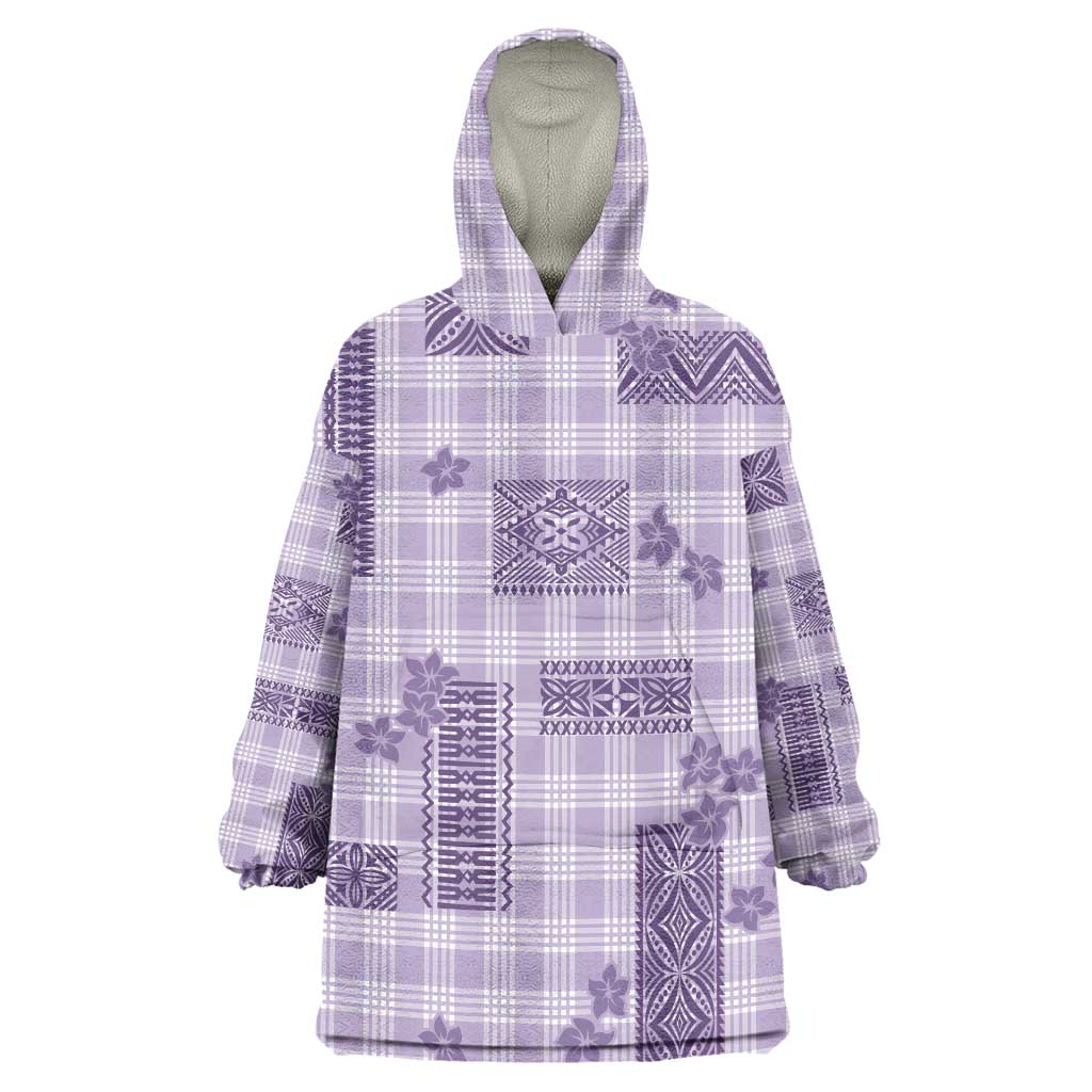 Hawaiian Quilt Tapa On Lilac Palaka Motifs Wearable Blanket Hoodie
