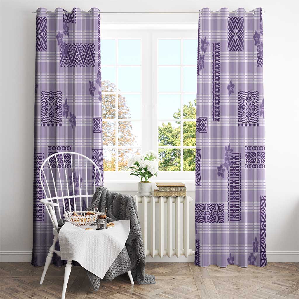 Hawaiian Quilt Tapa On Lilac Palaka Motifs Window Curtain