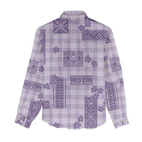 Hawaiian Quilt Tapa On Lilac Palaka Motifs Women Casual Shirt LT7 - Polynesian Pride