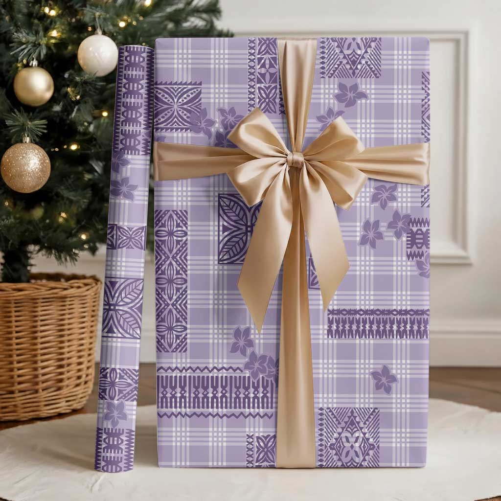 Hawaiian Quilt Tapa On Lilac Palaka Motifs Wrapping Paper