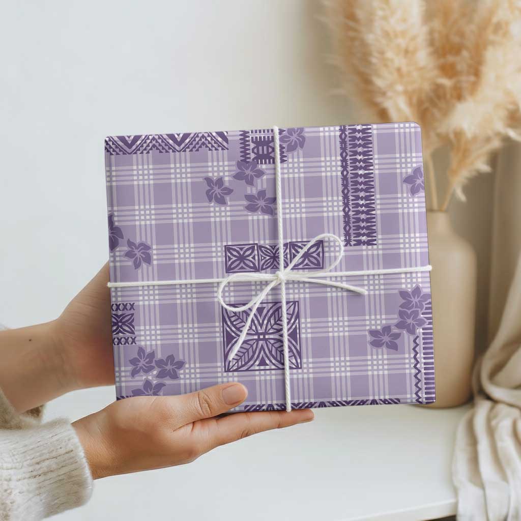 Hawaiian Quilt Tapa On Lilac Palaka Motifs Wrapping Paper