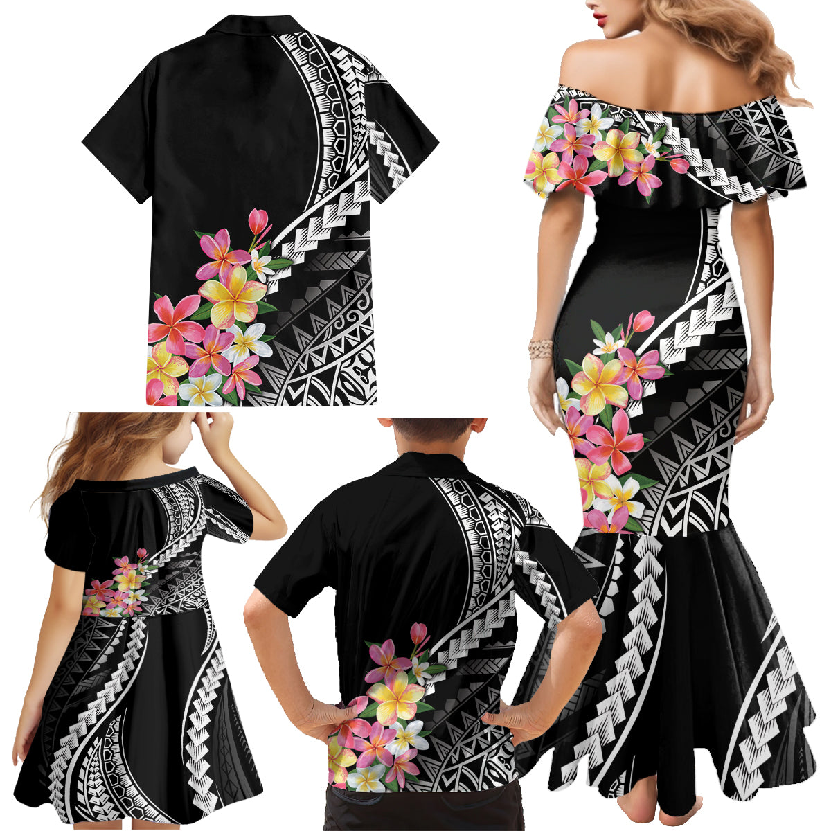 AAPI Heritage Month Family Matching Mermaid Dress and Hawaiian Shirt Kanaka Hawaii Plumeria LT7 - Polynesian Pride