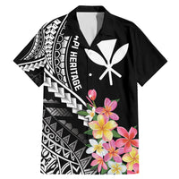 AAPI Heritage Month Family Matching Mermaid Dress and Hawaiian Shirt Kanaka Hawaii Plumeria LT7 Dad's Shirt - Short Sleeve Black - Polynesian Pride